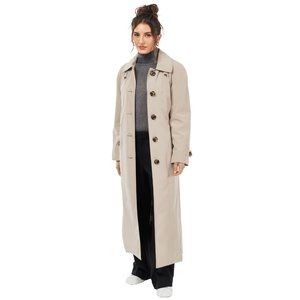 NEW London Fog Womens Maxi Trench Coat! 24W  Tan  Removable Lining  MISSING BELT